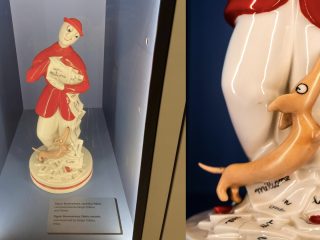 La celebre statuetta del Signor Bonaventura, raffigurato con il suo inseparabile bassotto, è una creazione iconica realizzata dalla manifattura di Luigi Fabris (1883-1952). Questo modello fu realizzato su commissione diretta di Sergio Tofano (in arte Sto), l'ideatore e autore del celebre personaggio apparso sul Corriere dei Piccoli.