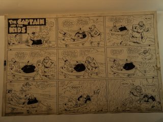Una tavola originale in bianco e nero del fumetto "The Captain and the Kids" di Rudolph Dirks.